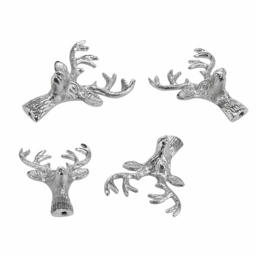 Floristik24 Deer head for handicrafts metal silver 6.8cm 6pcs Advent decoration