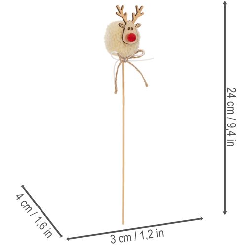 Decorative Reindeer Figurine Pom Pom Christmas Pegs 24cm 12pcs | Floristik24.ie