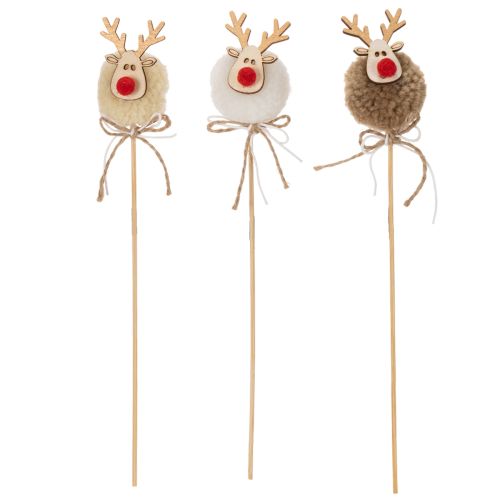 Decorative Reindeer Figurine Pom Pom Christmas Pegs 24cm 12pcs | Floristik24.ie