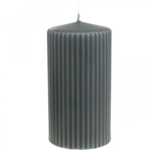 Pillar candles anthracite grooved candle 70/130mm 4pcs