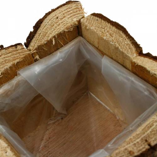 Floristik24 Plant box bark flower box wood 14×14cm