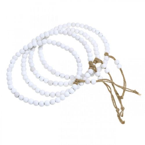 Product Decorative wooden ring Shabby Chic white Ø19cm, wedding, spring, door decoration, set of 4