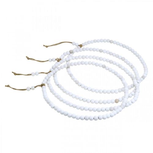 Product White pearl decorative wreath Ø28cm 4-piece set - Versatile hanging decoration for spring, wedding &amp; vintage decorations
