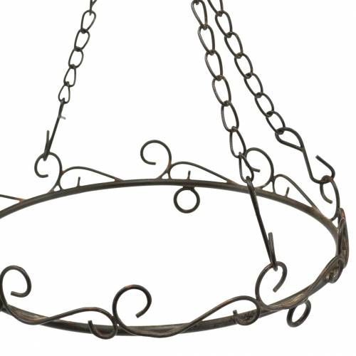 Floristik24 Decorative ring with hook for hanging Rust brown Ø20.5cm