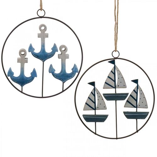 Floristik24 Decorative metal ring for hanging sailboats / anchors Ø18cm 2pcs