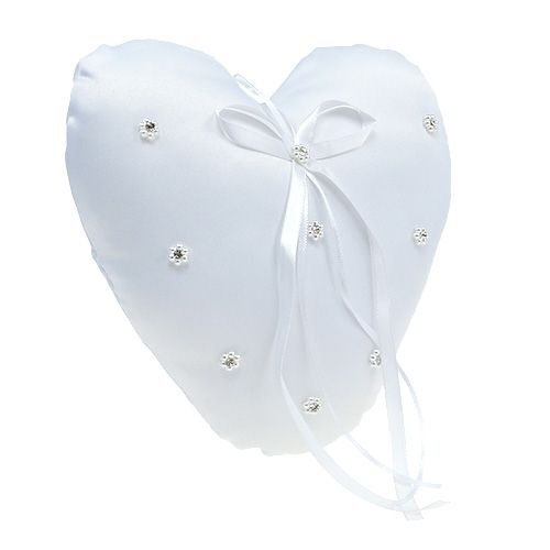 Floristik24 Ring pillow heart shape 18cm white