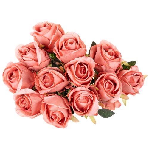 Artificial rose flowers in a bunch, long stem 62cm, 12 pieces | Floristik24.ie