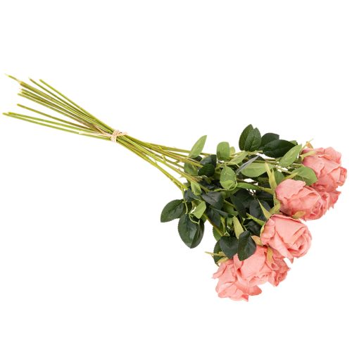 Artificial rose flowers in a bunch, long stem 62cm, 12 pieces | Floristik24.ie