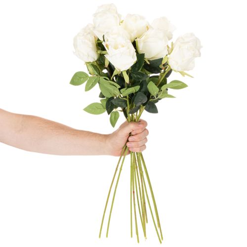 Artificial rose flower, long stem, for vase, 62cm, 12 pieces | Floristik24.ie
