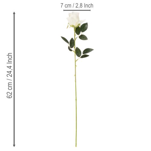 Artificial rose flower, long stem, for vase, 62cm, 12 pieces | Floristik24.ie