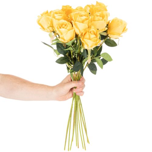 Artificial rose with long stem, artificial flower, 62cm, 12 pieces | Floristik24.ie