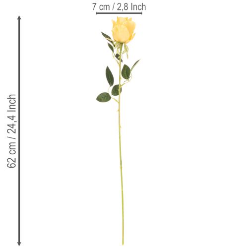 Artificial rose with long stem, artificial flower, 62cm, 12 pieces | Floristik24.ie