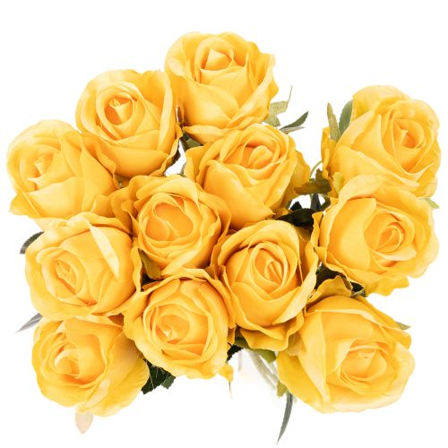 Artificial rose with long stem, artificial flower, 62cm, 12 pieces | Floristik24.ie