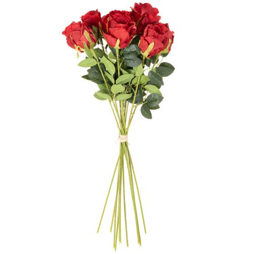 Artificial rose with long stem, red artificial flower, 62cm, 12 pieces | Floristik24.ie