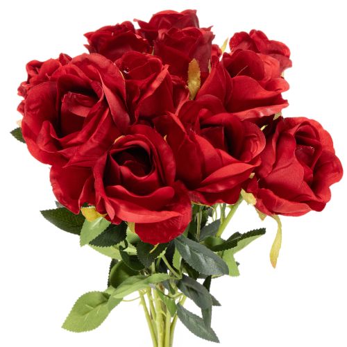 Artificial rose with long stem, red artificial flower, 62cm, 12 pieces | Floristik24.ie