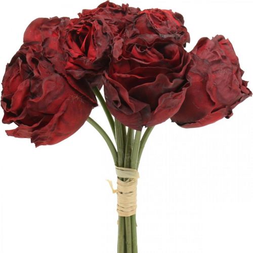 Floristik24 Artificial roses red, silk flowers, bunch of roses L23cm 8pcs