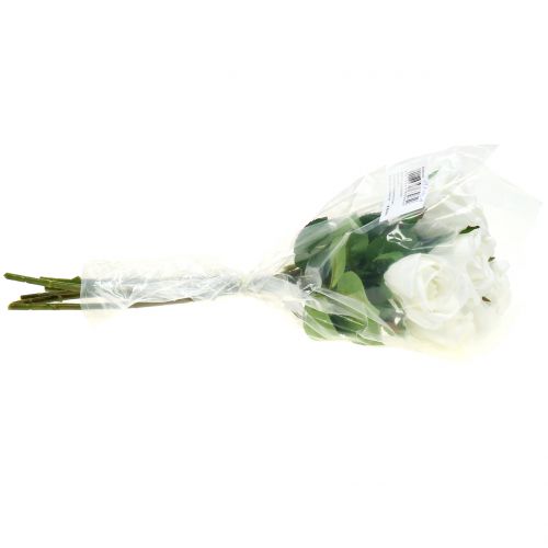 Floristik24 Rose white 44cm for decoration 6pcs