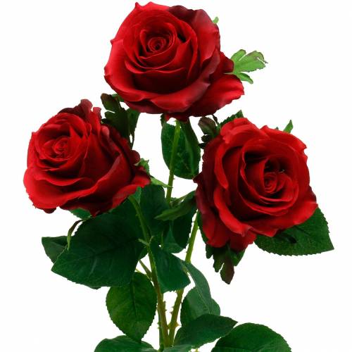 Floristik24 Red rose artificial roses silk flowers 3pcs