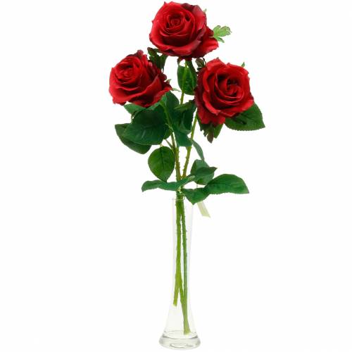 Floristik24 Red rose artificial roses silk flowers 3pcs