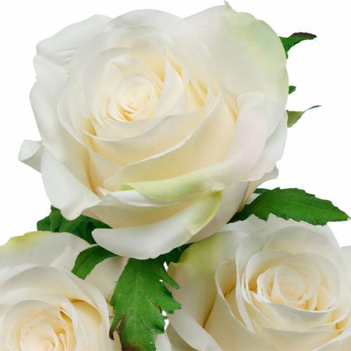 Floristik24 White Rose on a Stem Silk Flower Artificial Rose 3pcs