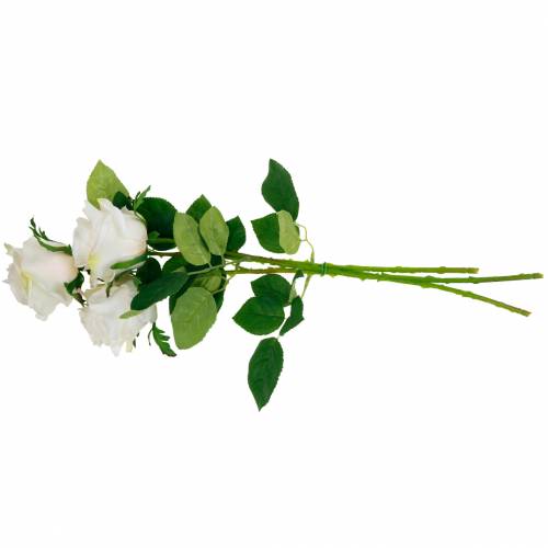 Floristik24 White Rose on a Stem Silk Flower Artificial Rose 3pcs