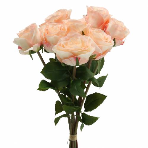 Floristik24 Artificial rose bouquet apricot 8 pcs