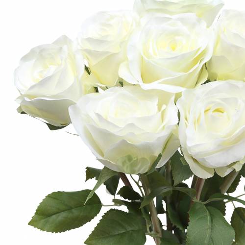 Product Decorative rose silk flowers in bunch cream 36cm 8 pcs
