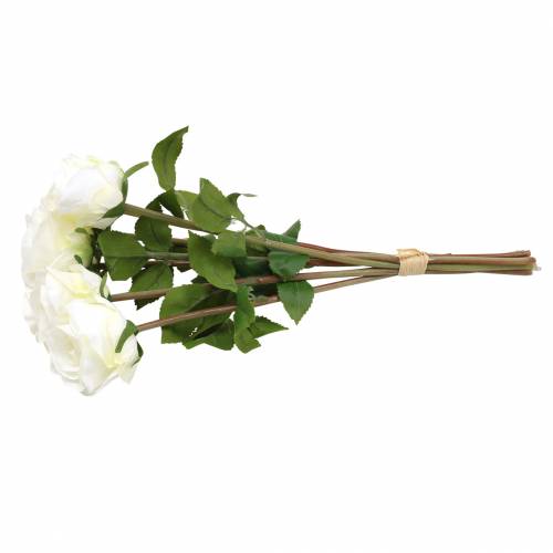 Product Decorative rose silk flowers in bunch cream 36cm 8 pcs