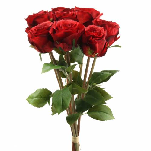 Floristik24 Rose in bunch artificial red 36cm 8 pcs