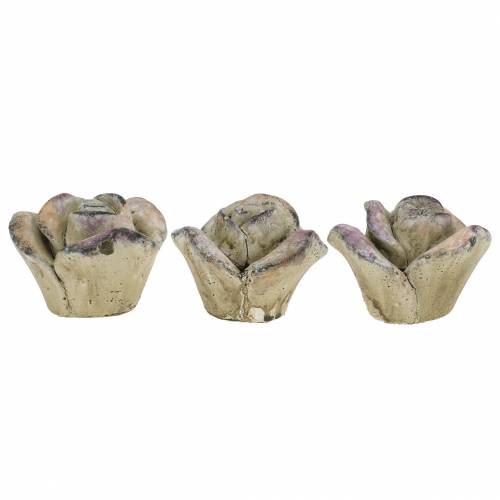 Floristik24 Concrete Rose Grey, Violet Ø7.7 H5.5cm 3 pcs