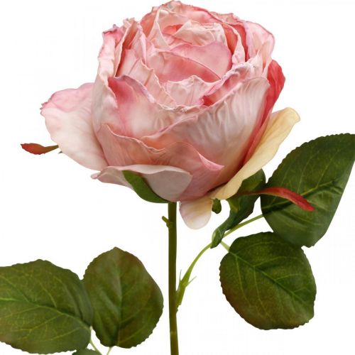 Deco rose pink, flower decoration, artificial rose L74cm Ø7cm