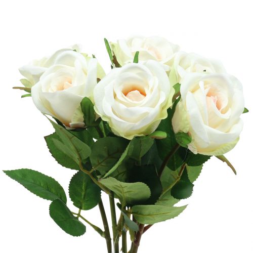 Floristik24 Artificial rose cream 44cm 6pcs