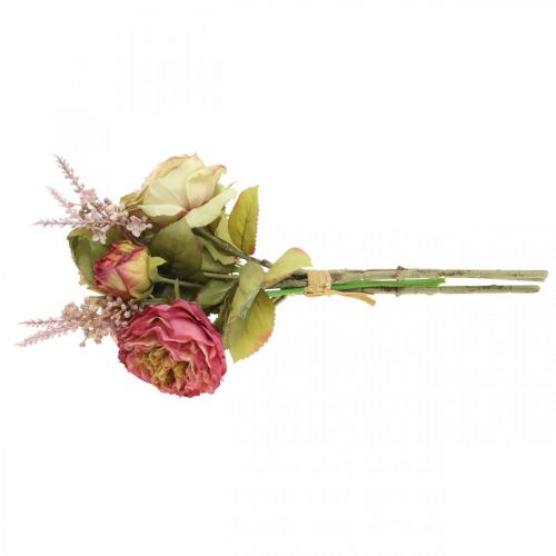 Product Artificial roses in bunch autumn bouquet pink, violet H36cm