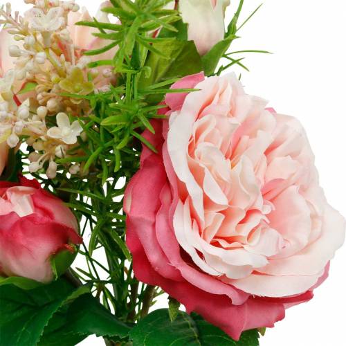 Product Bouquet of artificial roses in a bunch of pink silk flowers bouquet