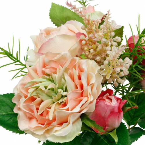 Product Bouquet of artificial roses in a bunch of pink silk flowers bouquet