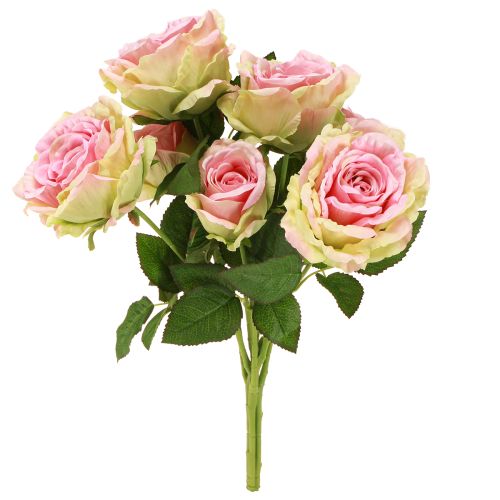 Product Artificial rose bush green, pink 55cm