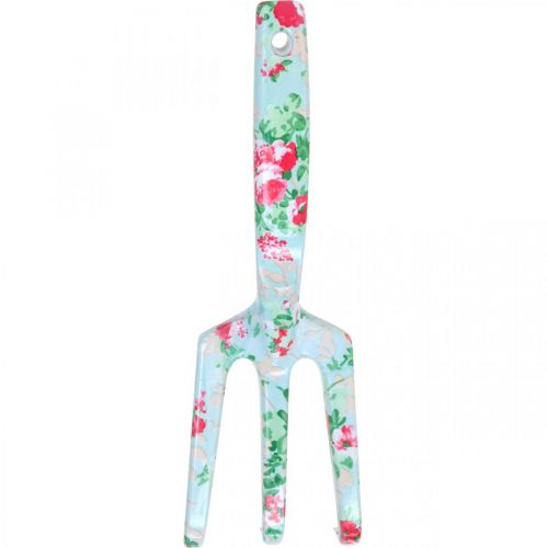 Product Metal hand rake, rake with rose motif, mini rake L23cm