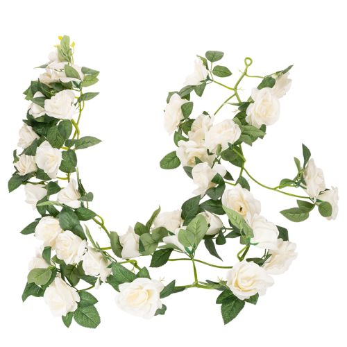 Artificial rose garland with white flowers for decoration, 170cm