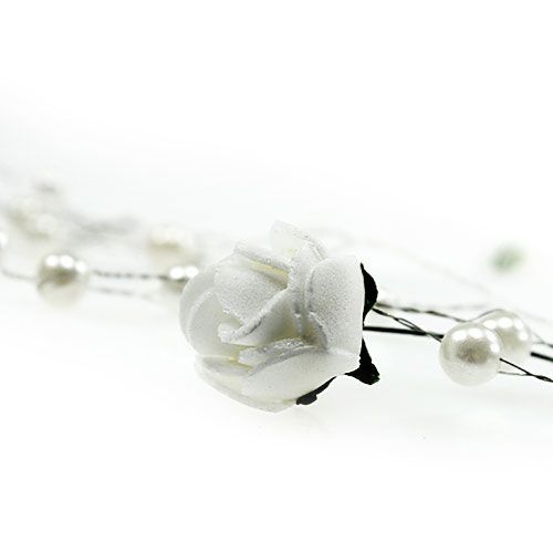 Floristik24 Rose garland with pearls white 135cm