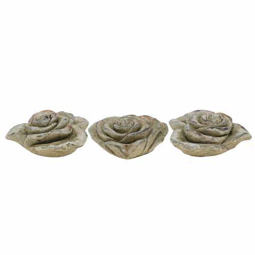 Floristik24 Concrete rose heart grey, apricot Ø13 H5cm 3 pcs