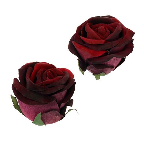 Floristik24 Rose head Ø6.5cm dark red 8pcs