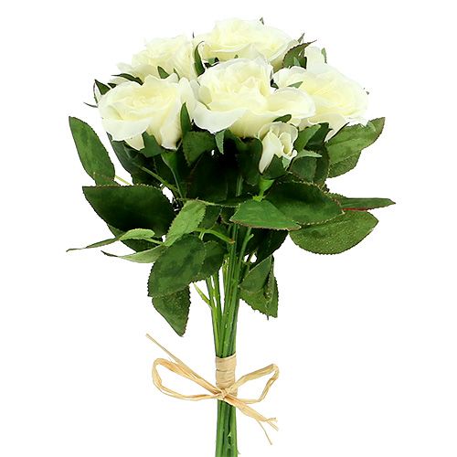 Floristik24 Bouquets of roses white L26cm 3pcs
