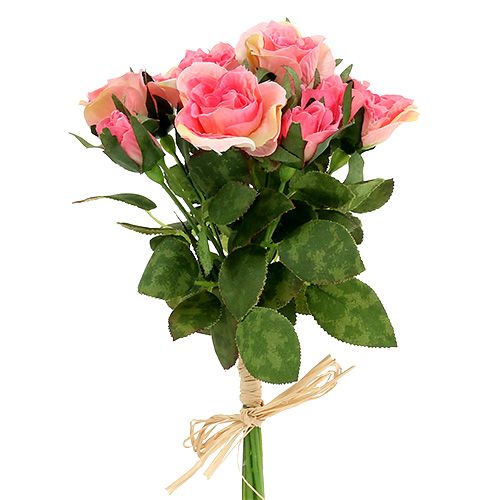 Rose bouquet in pink L26cm 3pcs