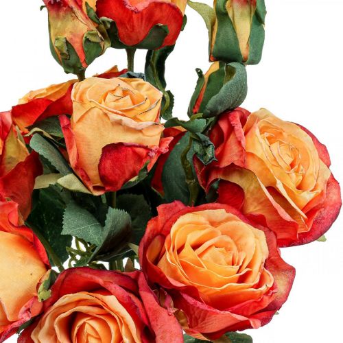 Floristik24 Bouquet of roses artificial roses silk flowers orange 53cm bunch