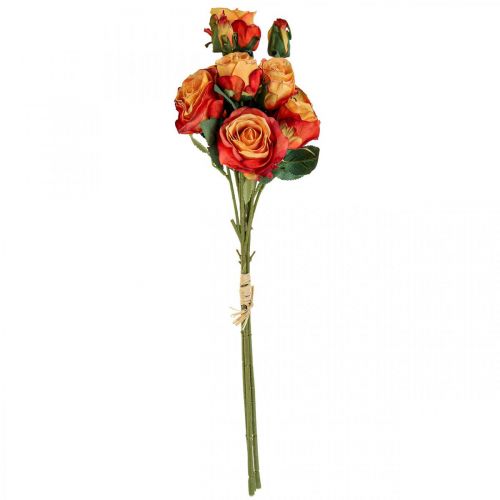 Floristik24 Bouquet of roses artificial roses silk flowers orange 53cm bunch