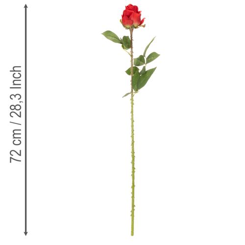 Rose branch silk flower artificial rose red 72cm 3pcs | Floristik24.ie