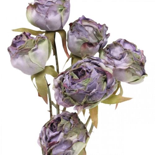 Floristik24 Rose Branch Silk Flower Table Decoration Art Rose Purple Antique L53cm