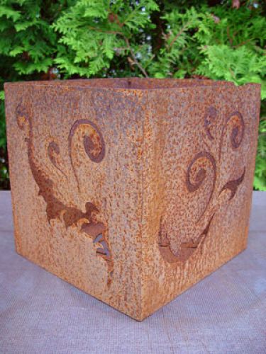 Floristik24 Baroque cube made of rusty metal, 26 cm x 26 cm