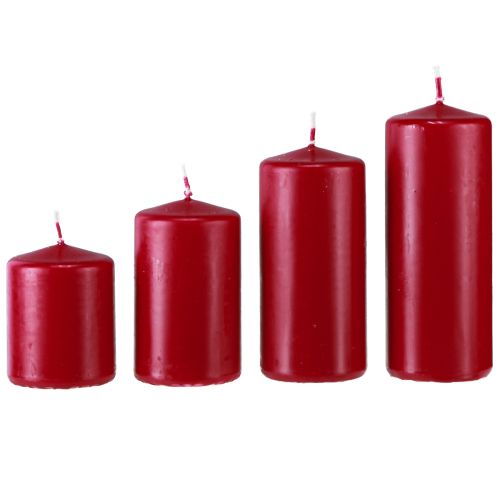 Floristik24 Red Advent candles of different heights 6/8/10/12cm 4 pcs