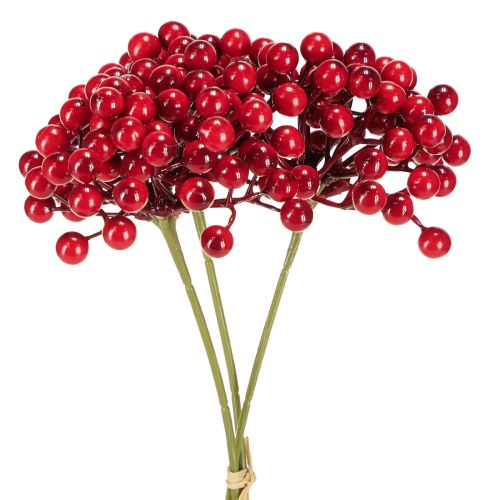 Floristik24 Red Berries Decoration Christmas Branch 27cm Bunch with 3 pcs